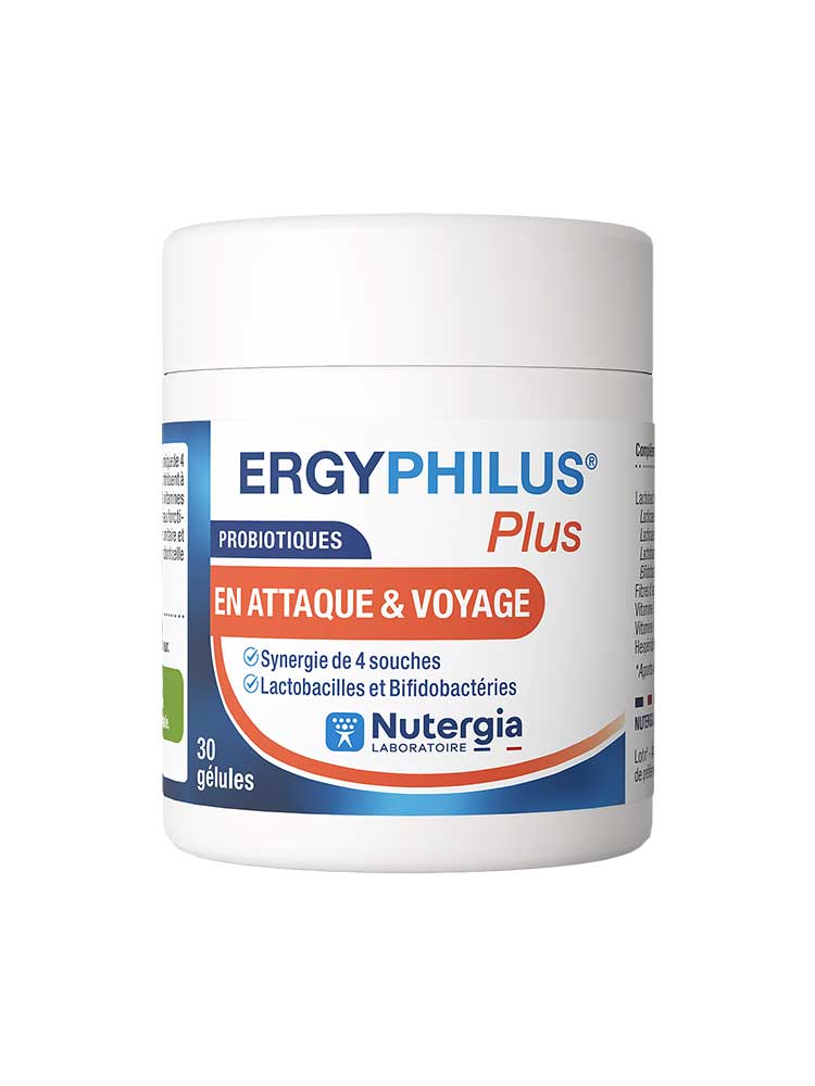 Nutergia Ergyphilus Plus Probiotique en Attaque et Voyage 30 Gélules